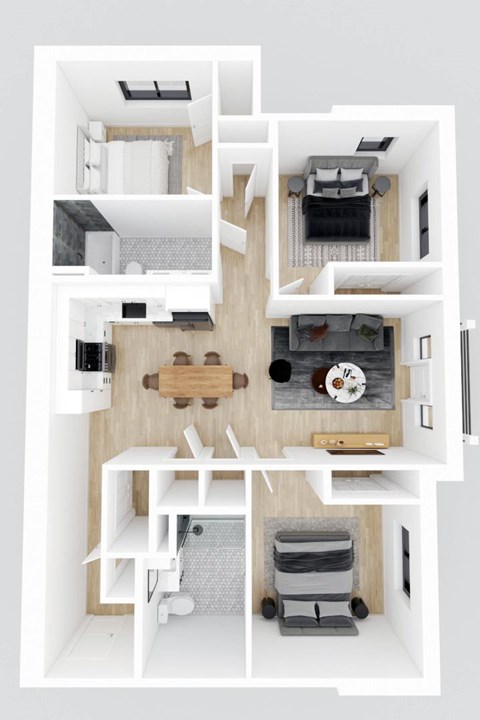 Floor plan for 3 beds, 3 baths, 1216 sqft